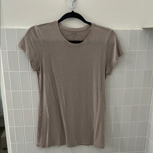 Vince Tan Cream Fitted Short Sleeve T-Shirt